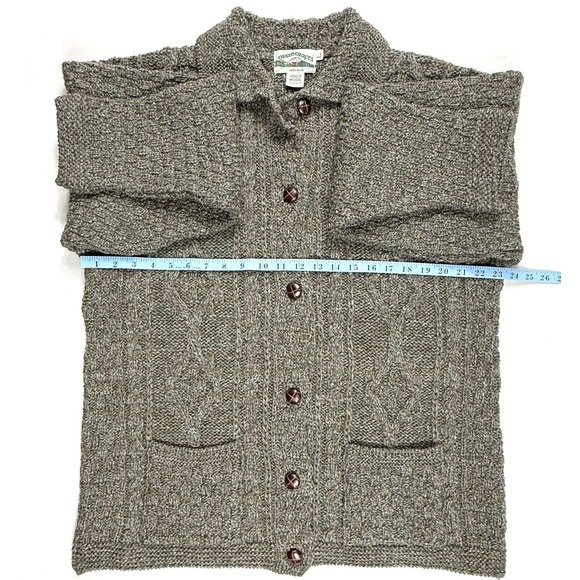 Aran Crafts Ireland 100% Wool Cable Knit Button Front Cardigan Sweater L - Picture 7 of 7